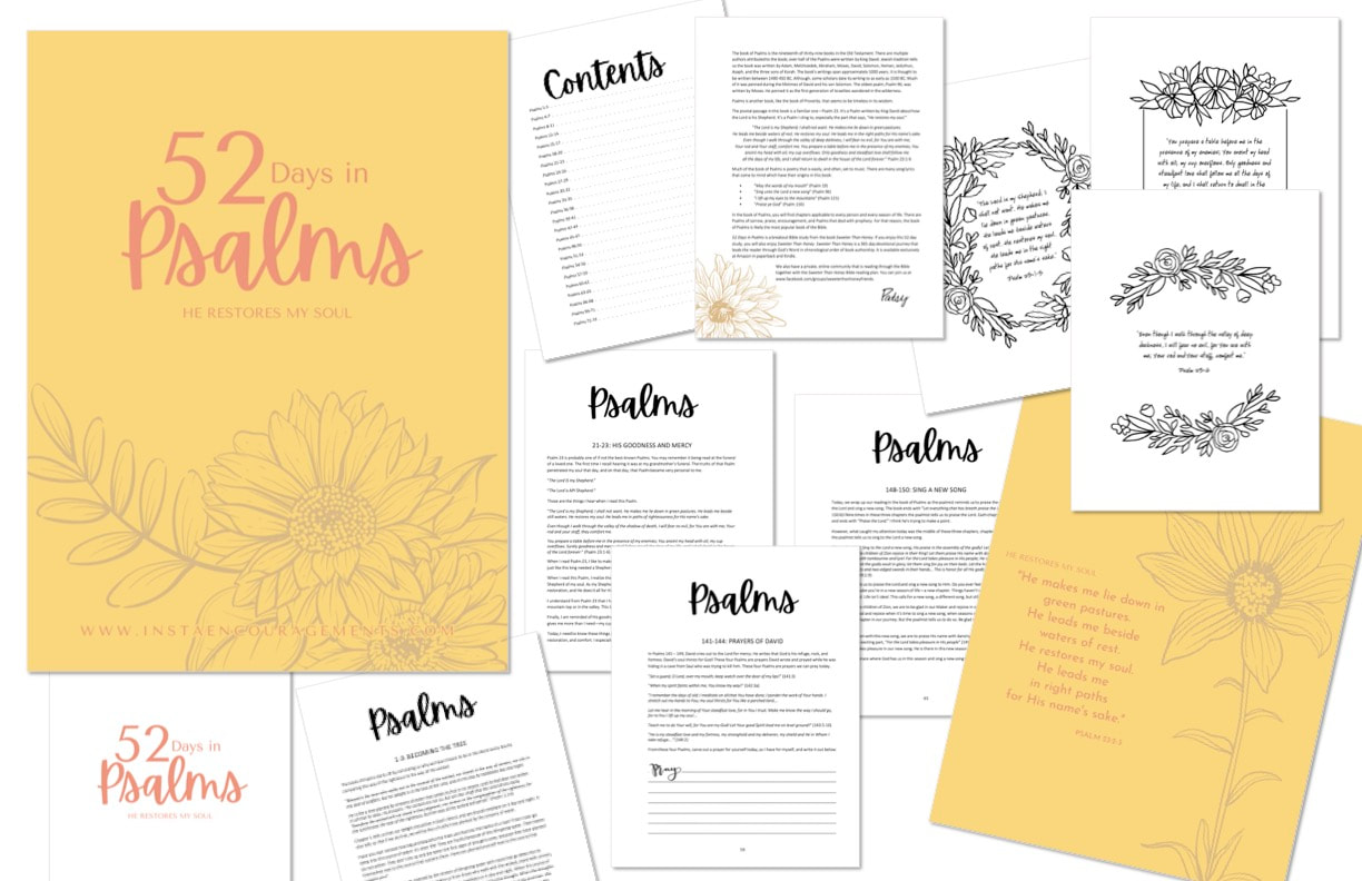 52 Day in Psalms coloring sheet set