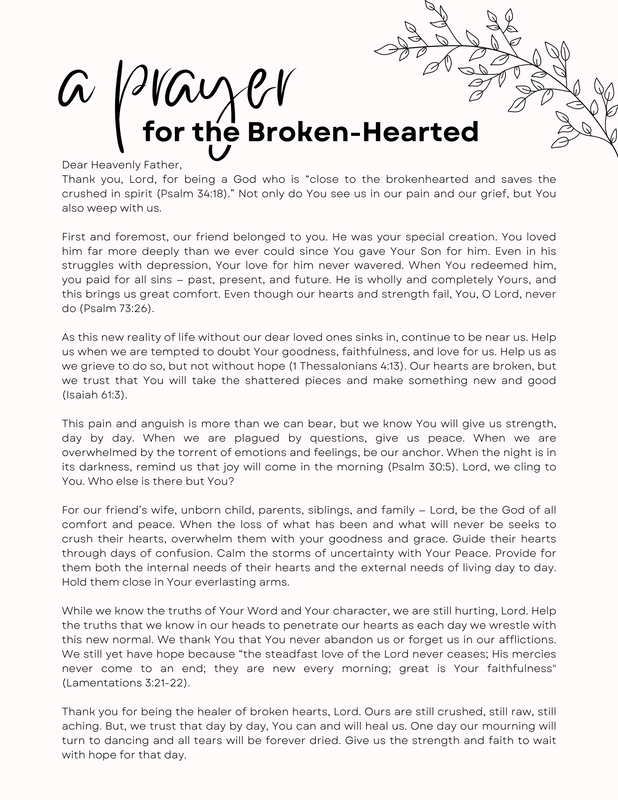 A Prayer for the Broken-Hearted printable