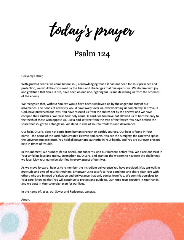 Psalm 124 prayer
